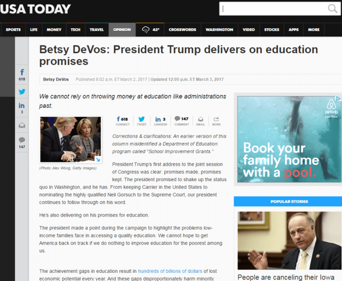 devos usa today